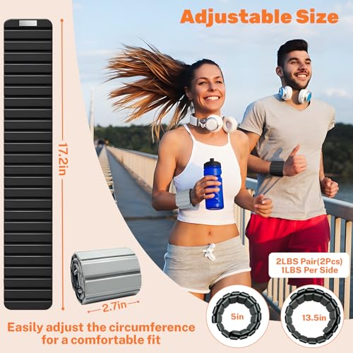 Magnetic Ankle Weights for Women & Men, Adjustable Silicone Wrist Weights Bracelet Set, Stackable Wrist and Ankle Weights 1 Pair 2 Lbs, Weighted Bangles Wearable for Home Gym Workout, Jogging, Yoga & Walking