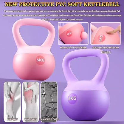 Kettlebell Weights Women's Beginner Weight Loss Soft Kettle Bells, Buttocks Shaping/sports Dumbbell, Home Fitness Equipment, Frosted Non-slip Handle(Pink-2.5kg)