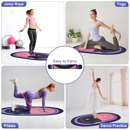 Jump Rope Mat, Large Format Non Slip Mat, Home Workout Exercise Mat, Floor Protect Durable, 63x39x0.31 Inch, Bonus Skipping Rope - color: Purple