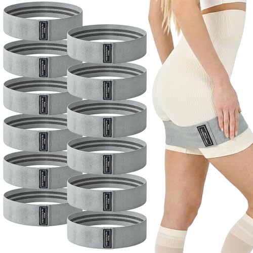 12 PCS Fabric Resistance Bands for Working Out, Booty Bands for Women and Men, Exercise Bands for Legs and Hip,Elastic Stretch Bands for Exercise Yoga Pilates Fitness Home Workout - color: grey, size: Medium Resistance