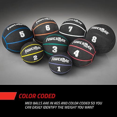 Gill Athletics PowerMax Weighted Rubber Medicine Ball - Weighted Exercise Ball, Medicine Balls for Exercise, Wall Ball or Slam Ball for Strength Training, Indoor/Outdoor Workout Ball - style: 8K