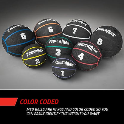 Gill Athletics PowerMax Weighted Rubber Medicine Ball - Weighted Exercise Ball, Medicine Balls for Exercise, Wall Ball or Slam Ball for Strength Training, Indoor/Outdoor Workout Ball - style: 5K