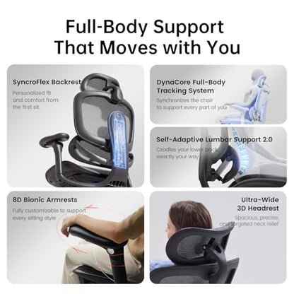 SIHOO Doro C300 Pro V2 Ergonomic Office Chair with Footrest, Jet Black - color: Jet Black, size: Pack of 1