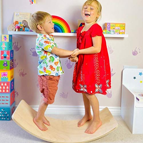 Wobble Board, Wooden Balance Board Kids for Toddlers & Adults, Curvy Rocker Board for Yoga and Exercise Indoor & Outdoor, Open Ended Learning Toy Gift