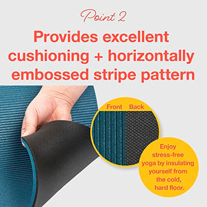 PRIMASOLE Yoga Mat Eco-Friendly Material 1/2 inch Non-Slip Yoga Pilates Fitness at Home & Gym 4 Colors with Carrying Case & Strap - color: Jango Green & Black