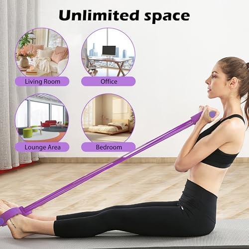 Multi-Function Tension Rope Band & Pedal Puller Resistance Band, 6-Tube Elastic Yoga Pedal Puller Resistance Band, for Abdomen/Waist/Arm/Leg Stretching Slimming Training
