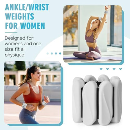 Wrist Weights, 2Pack Wearable Wrist Ankle Weights for Women and Men, Adjustable Silicone Arm and Leg Wrist Bracelets for Walking, Yoga, Pilates and Gym, 2lb - color: Grey