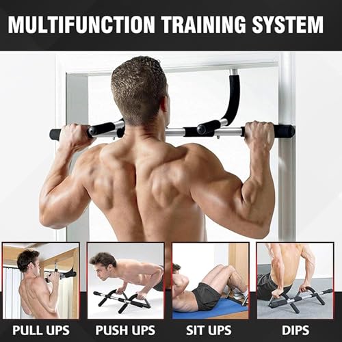 SteelCrush Pull Up Bar for Apartment – No Damage Door Frame Chin Up Bar, No Screws, Fits 27–36" Doorways, Multi-Grip Upper Body Workout Bar, 330 lbs Capacity