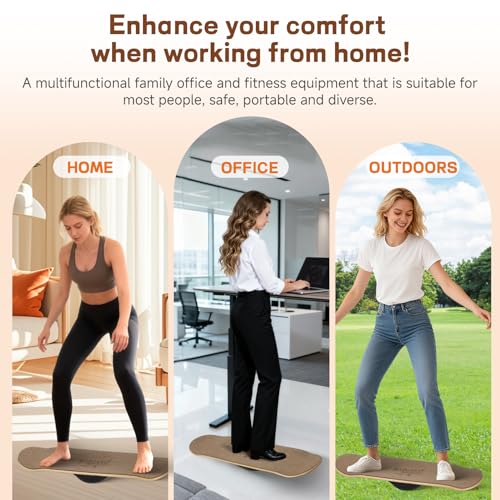 Balance Board- Gift for Adults & Kids,Wood Wobble Balance Trainer Board,Premium Slip-Resistant Surface Portable Fitness Equipment,Suitable for Core Workout, Standing Desk Exercise, Home Gym, Yoga