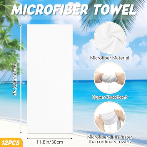 24 Pcs Summer Sets Includes 40"x12" Cooling Towels and Mini Handheld Fan Bulk, Workout Towel Sweat Towels for Hot Weather Gym, Portable Small Fan for Summer Team Travel Gifts (White)