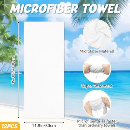 24 Pcs Summer Sets Includes 40"x12" Cooling Towels and Mini Handheld Fan Bulk, Workout Towel Sweat Towels for Hot Weather Gym, Portable Small Fan for Summer Team Travel Gifts (White)