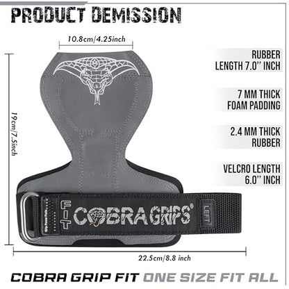 Cobra Grips Weight Lifting Gloves with Adjustable Neoprene Padded Wrist Wraps - Heavy Duty Alternative to Power Lifting Hooks for Deadlifts