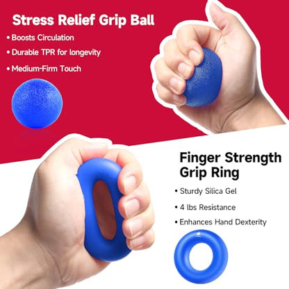 FitBeast Grip Strengthener Forearm Strengthener Hand Grips Strengthener Kit - 5 Pack Adjustable Resistance - color: Navy Blue