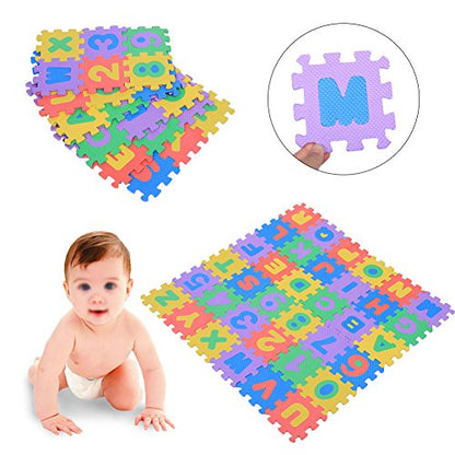 Foam Mat Floor Tiles, Kids Puzzle Exercise Play Mat Children Foam Padding Cushioned Rug Flooring Gym Colorful Mats Interlocking Letters Numbers Toy Toddler Infant Baby Girls Boys Yoga Playrooms 36pcs
