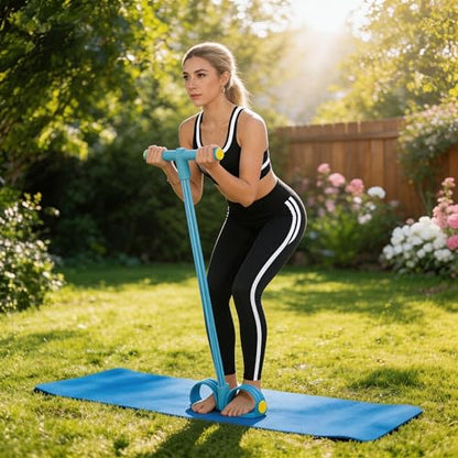 Pedal Resistance Bands with Handles, Upgrade 6-Tubes Manual Tension Training Pedal, Natural Rubber Foot Pedal Resistance Bands, Multifunction Fitness Bands for Abdomen, Waist, Arm, Leg