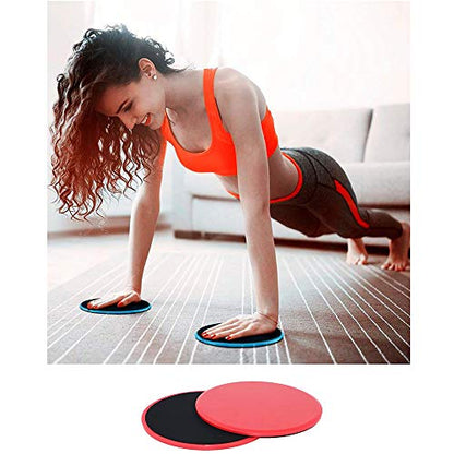 Exercise Core Sliders, 2 Pcs Dual Sided Gliding Discs Use on Carpet or Hardwood Floor, Fitness Slides for Gym, Home, Outdoor Training Abdominal Workout, Red