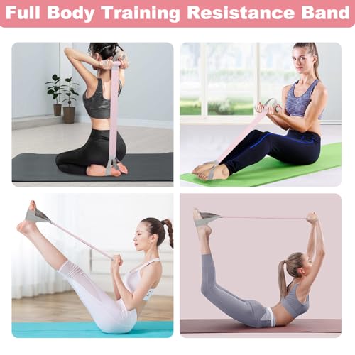 Women Workout Resistance Band with Handle and Pedal, Non-Slip Elastic Bands, 120lb Physical Therapy Bands