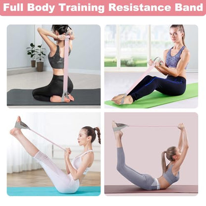 Women Workout Resistance Band with Handle and Pedal, Non-Slip Elastic Bands, 120lb Physical Therapy Bands
