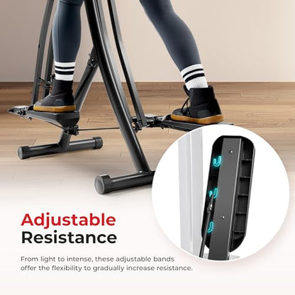 Sunny Health & Fitness Foldable Air Walk Elliptical, 30" inch Long Stride Glide Exercise Full-Body Cardio Cross Smart Trainer for Home Office, SunnyFit App via Bluetooth with Adjustable Resistance - style: Smart Pro