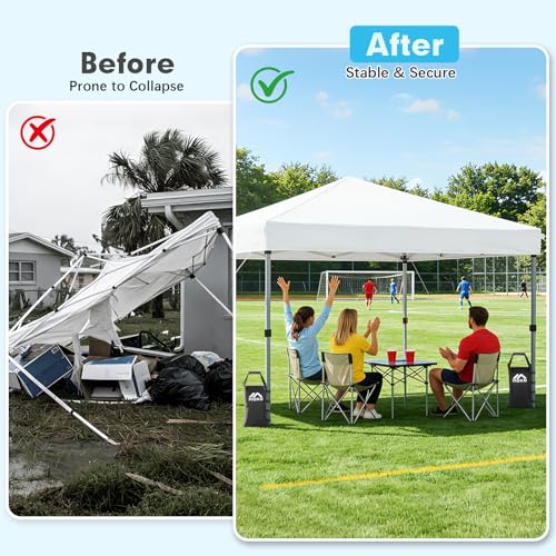 MoKo 120 LBS Zipper Top Sand Bags for Canopy Legs (Set of 4, Without Sand), Windproof Weight Bags with Silicone Handle for Gazebo Leg, Pop Up Canopy Tent Weights, Sandbags for Weight, Black