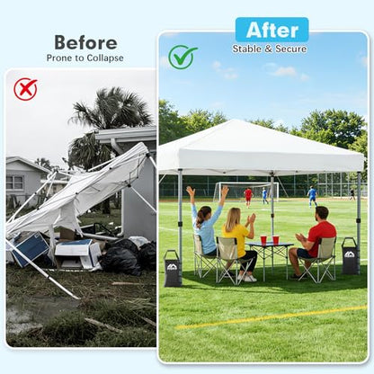 MoKo 120 LBS Zipper Top Sand Bags for Canopy Legs (Set of 4, Without Sand), Windproof Weight Bags with Silicone Handle for Gazebo Leg, Pop Up Canopy Tent Weights, Sandbags for Weight, Black