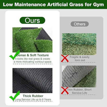 Yescom Sports Sled Strips Turf Gym Flooring for Weight Sled Push Pull - size: 0.4"H-3'x65'x4Pcs(800Sq.Ft)
