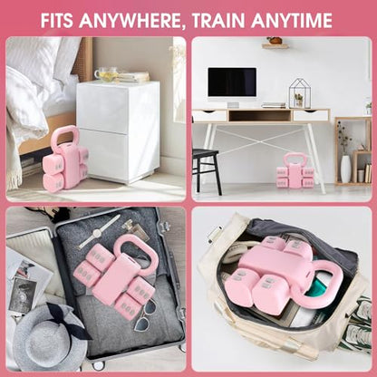 Adjustable 2-in-1 Convertible Kettlebell & Dumbbells - color: Pink