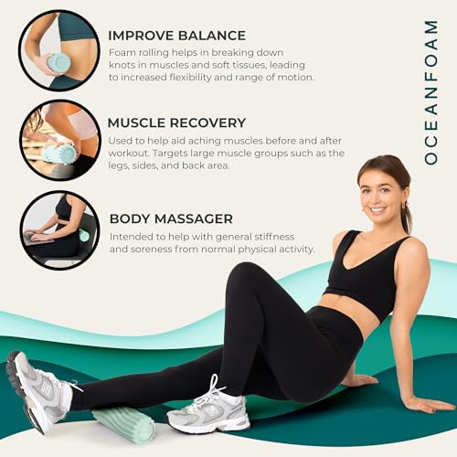 Oceanfoam Ripple Roller - Small Foam Roller for Physical Therapy (Seafoam) - color: Seafoam