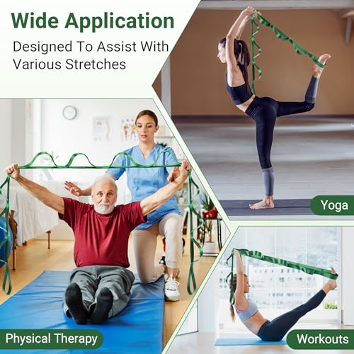 Stretch Strap With Loops For Physical Therapy And Yoga, 8 ft Long