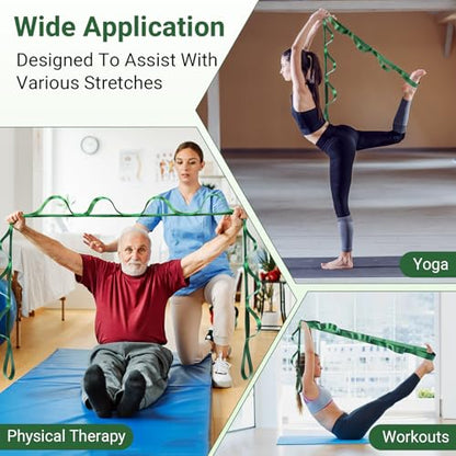 Stretch Strap With Loops For Physical Therapy And Yoga, 8 ft Long