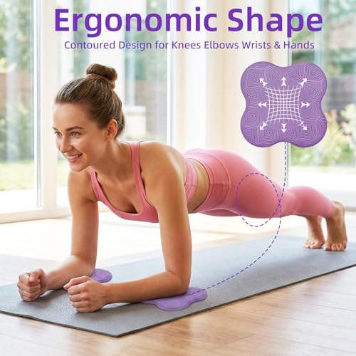 Yoga Knee Pads Set of 2 – Extra Soft Non-Slip Yoga Knee Pad Cushion for Knees Elbows Wrists – Pilates & Workout Knee Pads for Floor Exercises, Kneeling, Stretching, Fitness, Purple