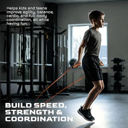 WOD Nation Attack Speed Jump Rope Adjustable Dual-Cable Skipping Rope for Men, Speed & Weighted Options, Fast Fold-Over Adjustment Durable Adult Boxing Rope for Fitness, Cardio Home Gym & Cross Training - color: Orange