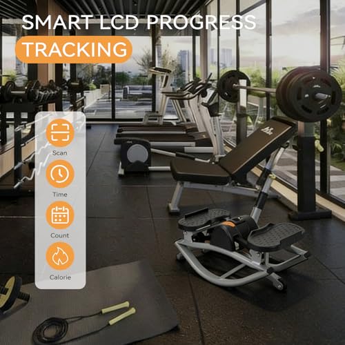 Rock Stepper with Resistance Bands Ultra-QuietHydraulic Lateral Stepper, Fully Assembled Side to Sidestep Rocker for Home Office, 250LBS Capacity