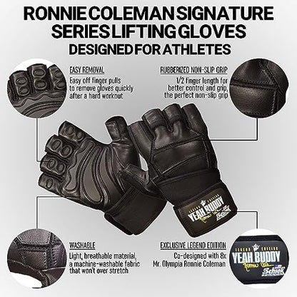 Schiek Ronnie Coleman Signature Series Lifting Gloves - Weight Lifting Grip Gloves