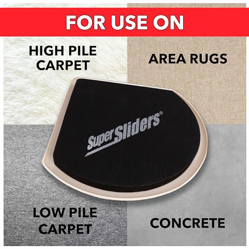 Super Sliders 7" Slide & Hide Corner Reusable Furniture Sliders for Carpet, Anti-Slip Protective Furniture Moving Pads for Beds, Sofas, Dressers, Set of 4, Beige - size: 7 Inch, style: For Carpet
