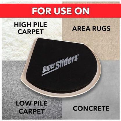 Super Sliders 7" Slide & Hide Corner Reusable Furniture Sliders for Carpet, Anti-Slip Protective Furniture Moving Pads for Beds, Sofas, Dressers, Set of 4, Beige - size: 7 Inch, style: For Carpet