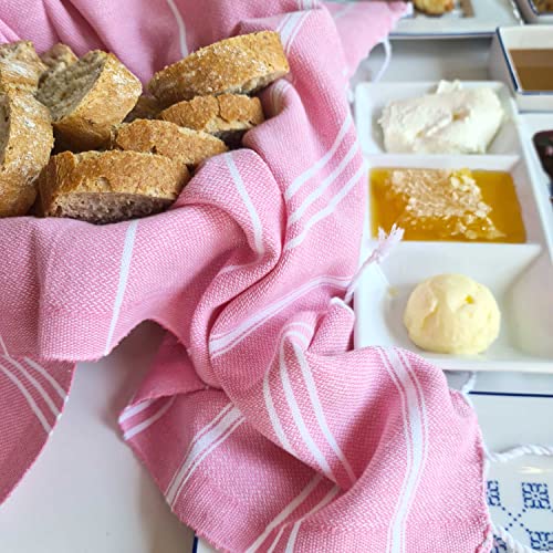 Cacala 100% Turkish Cotton Kitchen Tea Towels, Highly Absorbent Luxury Soft Quick Drying Dish Towel with Hanging Loop for Gym, Yoga, Bath, Sports, Cleaning and Kitchen (23 x 36), Sugar Pink - color: Sugar Pink