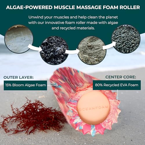 Ripple Travel Foam Roller (11" x 3.35") Firm Mini Foam Roller for Physical Therapy, Deep Tissue Massage, Back Pain - High Density, Ergonomic Wave Textured - Yoga, Exercise (Cotton Candy) - color: Cotton Candy
