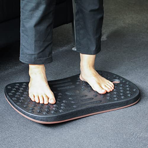 Seville Classics airLIFT Premium Anti Fatigue Wooden Balance Wobble Board Mat w/Massage Points, for Office Standing Desk, Home, Exercise, Therapy, Sports Training, Black, 20"W x 14"D - size: 20"