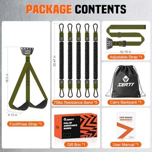 Adjustable Pull Up Assistance Band, Heavy Duty Assisted Pull Up Bands Support 375lbs, Upgrade Pull Up Bar Resistance Band for Assist Pullup Home Gym Strength Training