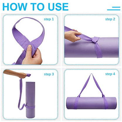 4 Pcs Yoga Mat Straps for Carrying Yoga Mat Holder Adjustable Thick Carrier Exercise Sling Cotton Workout Stretching Band for Carrying Large Mats Roller Skate