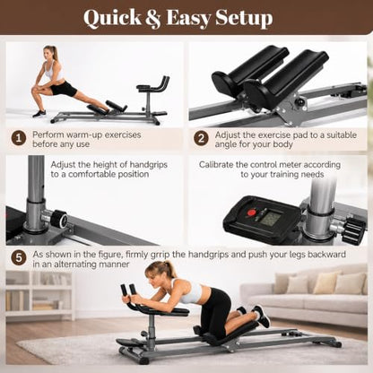 Happlee Crawling Machine for Adults Core Twist Trainer and Back Workouts with Counter 5 Height Settings 3 Angle Settings Home Gym Equipment