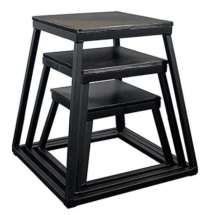 Ader Sporting Goods Plyometric Platform Box 4 Pcs Set- 12", 18", 24", 30" Black