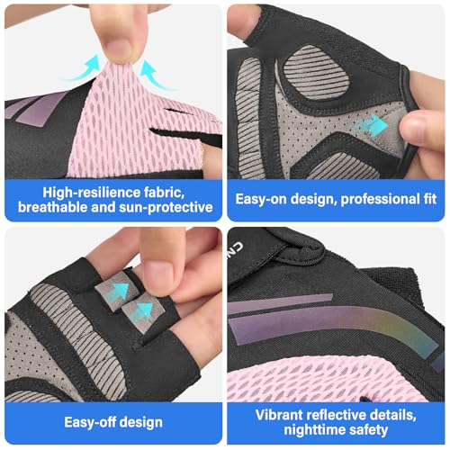 Kids Cycling Gloves for Boys Girls Half Finger Breathable Non-Slip Bike Gloves with Padded for Balance Bike Mountain BMX Scooter Outdoor Sports