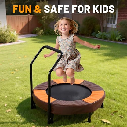36" Foldable Mini Trampoline for Kids, Indoor Outdoor Small Rebounder Trampoline with Foam Handle & Safe Thickened Cover, Toddler Trampoline, Perfect Toddler Gift for Boys & Girls