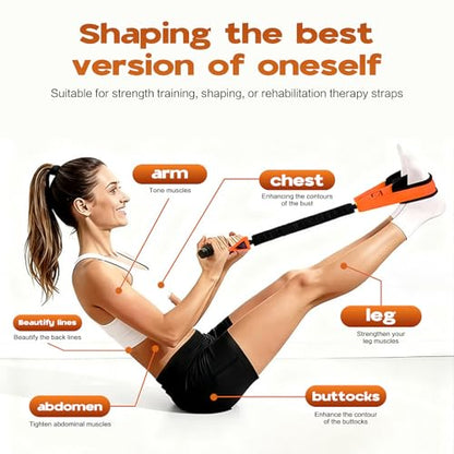 2026 Upgrade Pedal Resistance Bands with Handle, Thickened Latex Tubes and Soft Foam Fabric Foot Pedal, Figure 8 Resistance Band Set, Full Body Workout Equipment for Core Abs Waist Arms Back Training