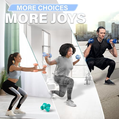 Yes4All Vinyl Hexagon Dumbbell - Dumbbells Set of 2 Hand Weights for Home Gym & Strength Training (2-15 lbs Weight Options) - color: C. 5 lbs - Little Boy Blue - Pair