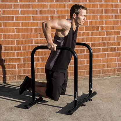 ProsourceFit Dip Stand Station, Heavy Duty Ultimate Body Press Bar with Safety Connector for Tricep Dips - color: Black, style: Lite