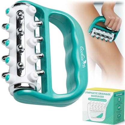 EcoEarth - Myofascial Release Cellulite Massager - Green - Lymphatic Drainage Massage Roller - Handheld Deep Tissue Massage Therapy Tool for Men and Women - Reduce Appearance of Cellulite - color: Green