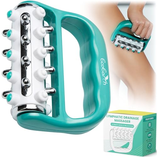 EcoEarth - Myofascial Release Cellulite Massager - Green - Lymphatic Drainage Massage Roller - Handheld Deep Tissue Massage Therapy Tool for Men and Women - Reduce Appearance of Cellulite - color: Green